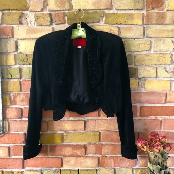 Jackets & Blazers - Vintage Rodeo Queen bolero black suede jacket by artist Jan Faulkner